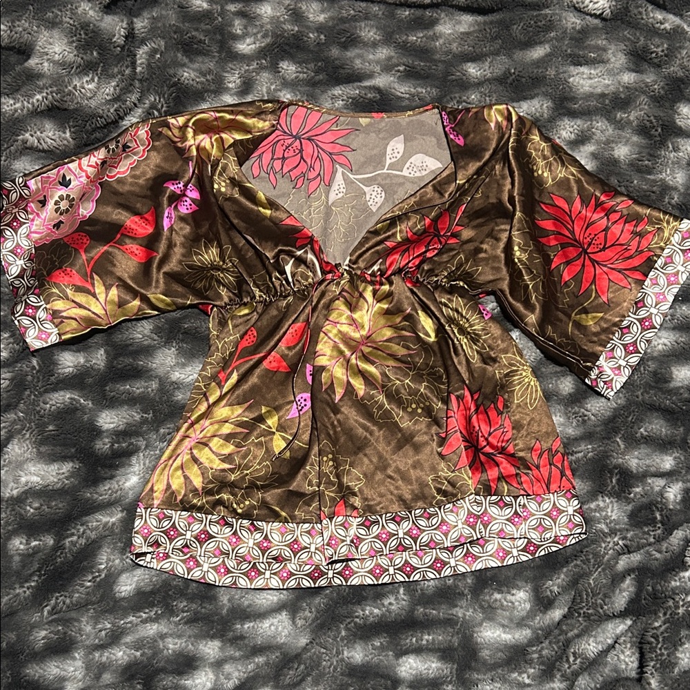 Chic Y2K Silk Floral Women's Blouse